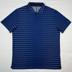 Nike Tiger Woods Mens Golf Polo Shirt Sz Large Standard Fit Blue Striped A1